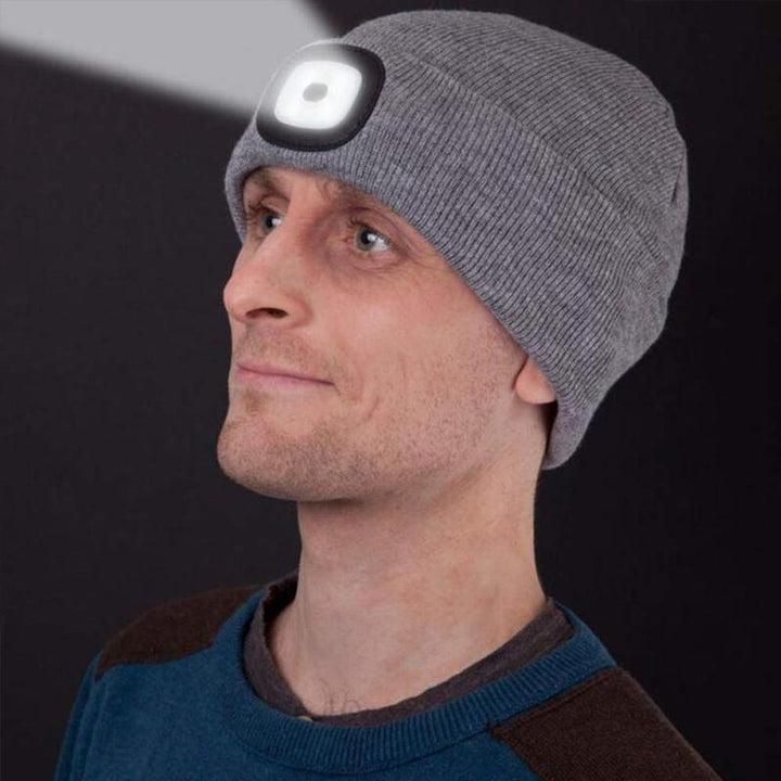 Aftagelig LED Hovedlampe Beanie Hat