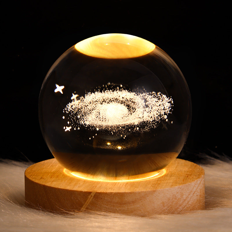 LED Natlys Galaxy Krystalbold Bordlampe 3D Planet Månelampe Soveværelse Hjem Deko Til Børn Fest Børns Fødselsdagsgaver