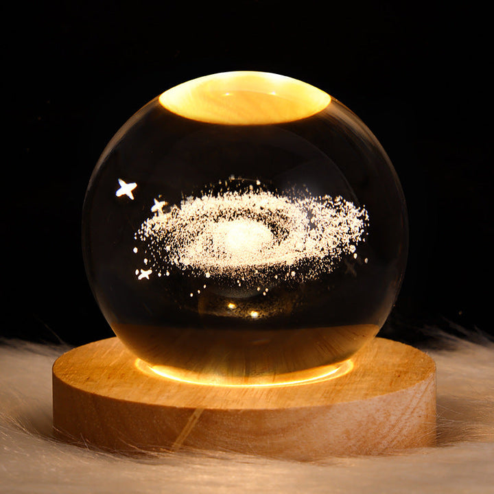 LED Natlys Galaxy Krystalbold Bordlampe 3D Planet Månelampe Soveværelse Hjem Deko Til Børn Fest Børns Fødselsdagsgaver