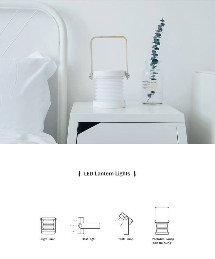 Lantern lampe natlys kreativ foldbar bærbar LED bordlampe