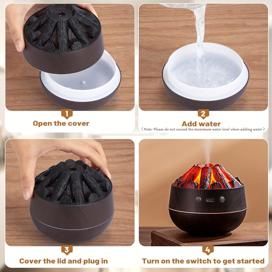Fire Diffuser - Mini simuleret kulbrand luftfugter med realistisk flammeeffekt