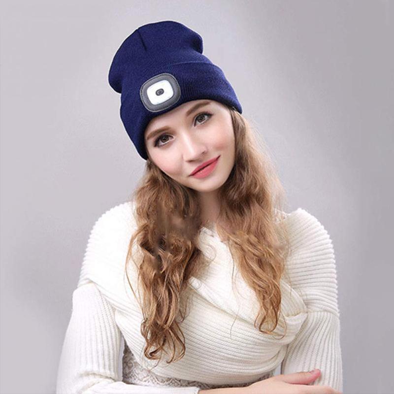 Aftagelig LED Hovedlampe Beanie Hat
