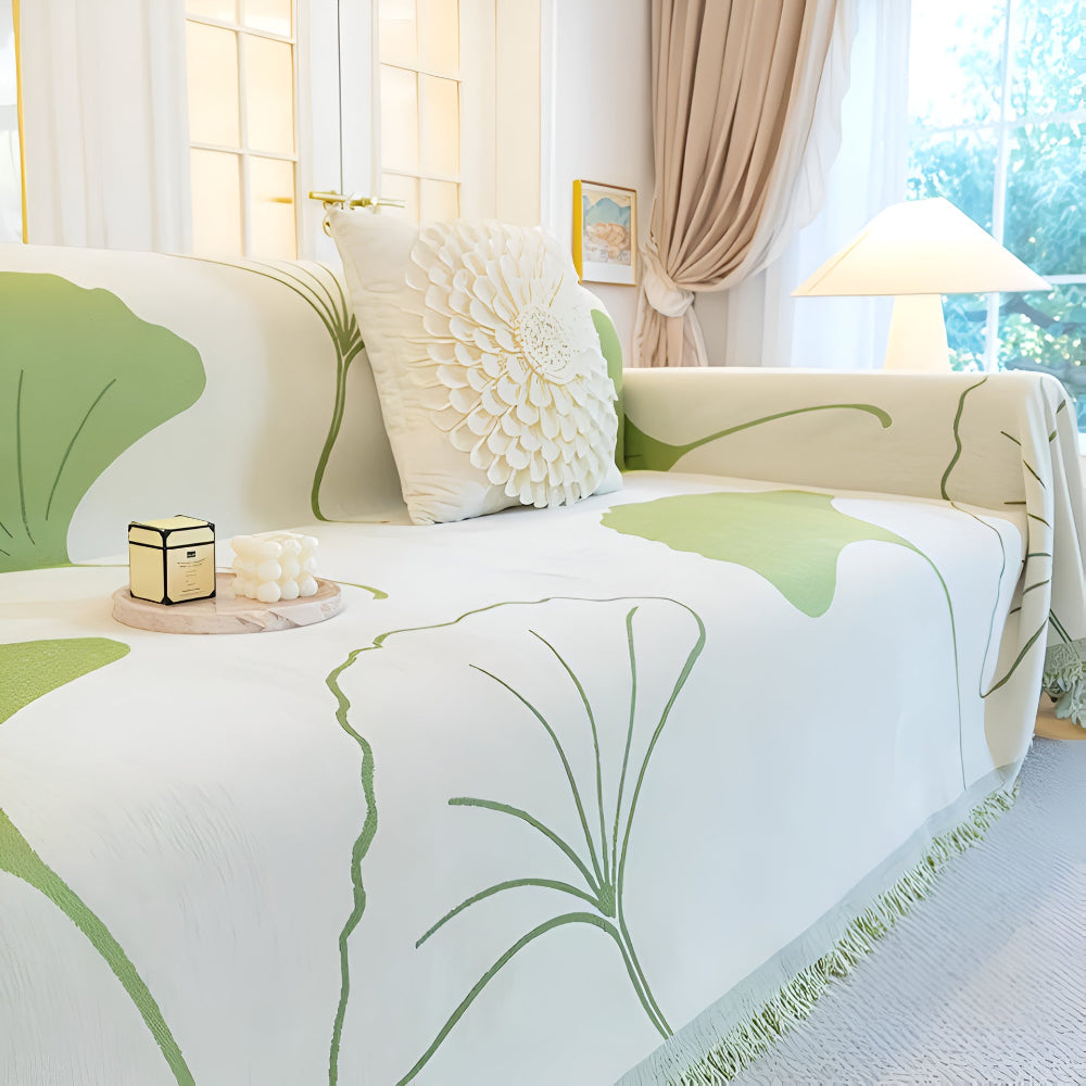 Pastoral Stil Ginkgo Blad Sofa Dække