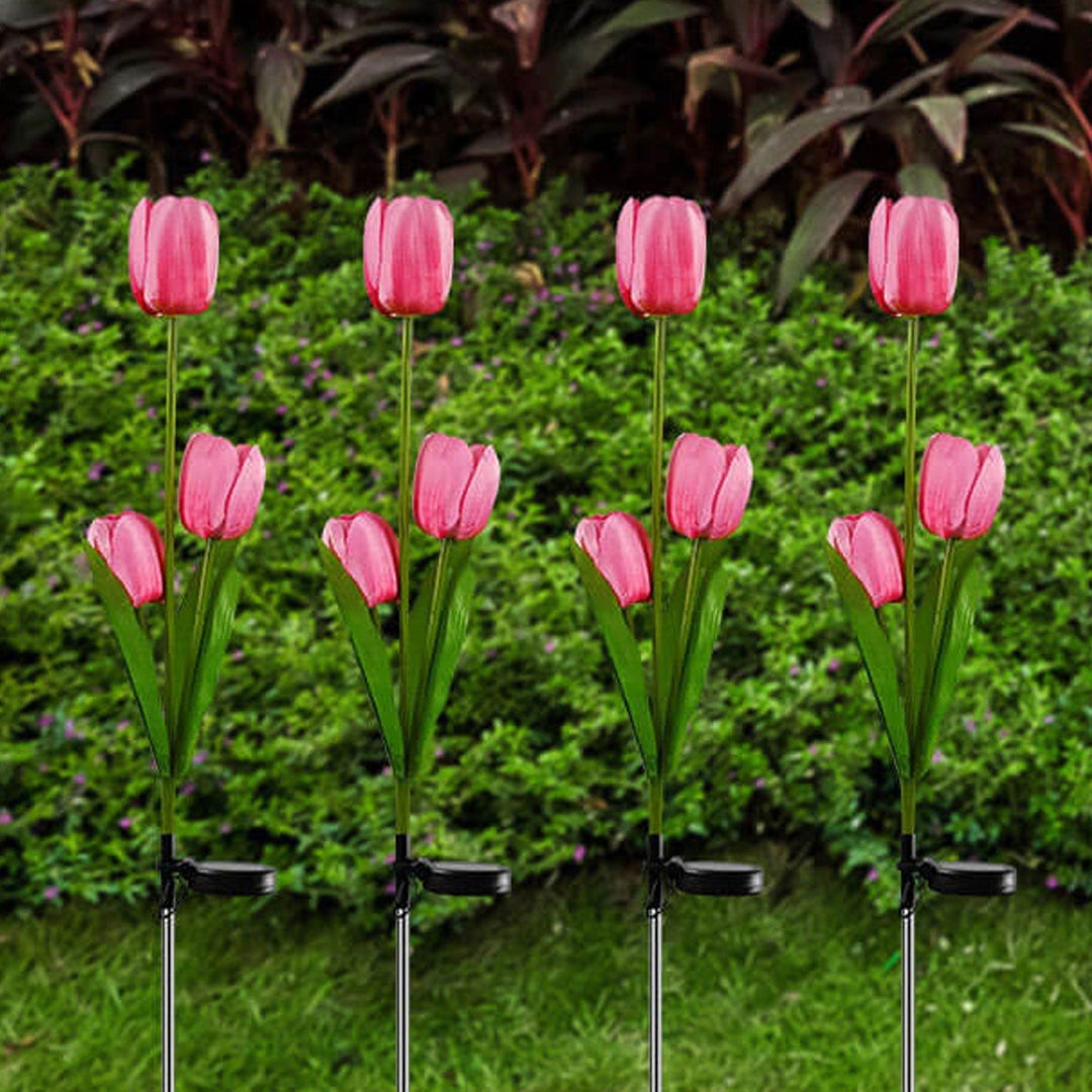 Solar Tulip Plænelampe Udendørs Have LED Tulipan Blomsterlampe Jordspyd Landskabsbelysning