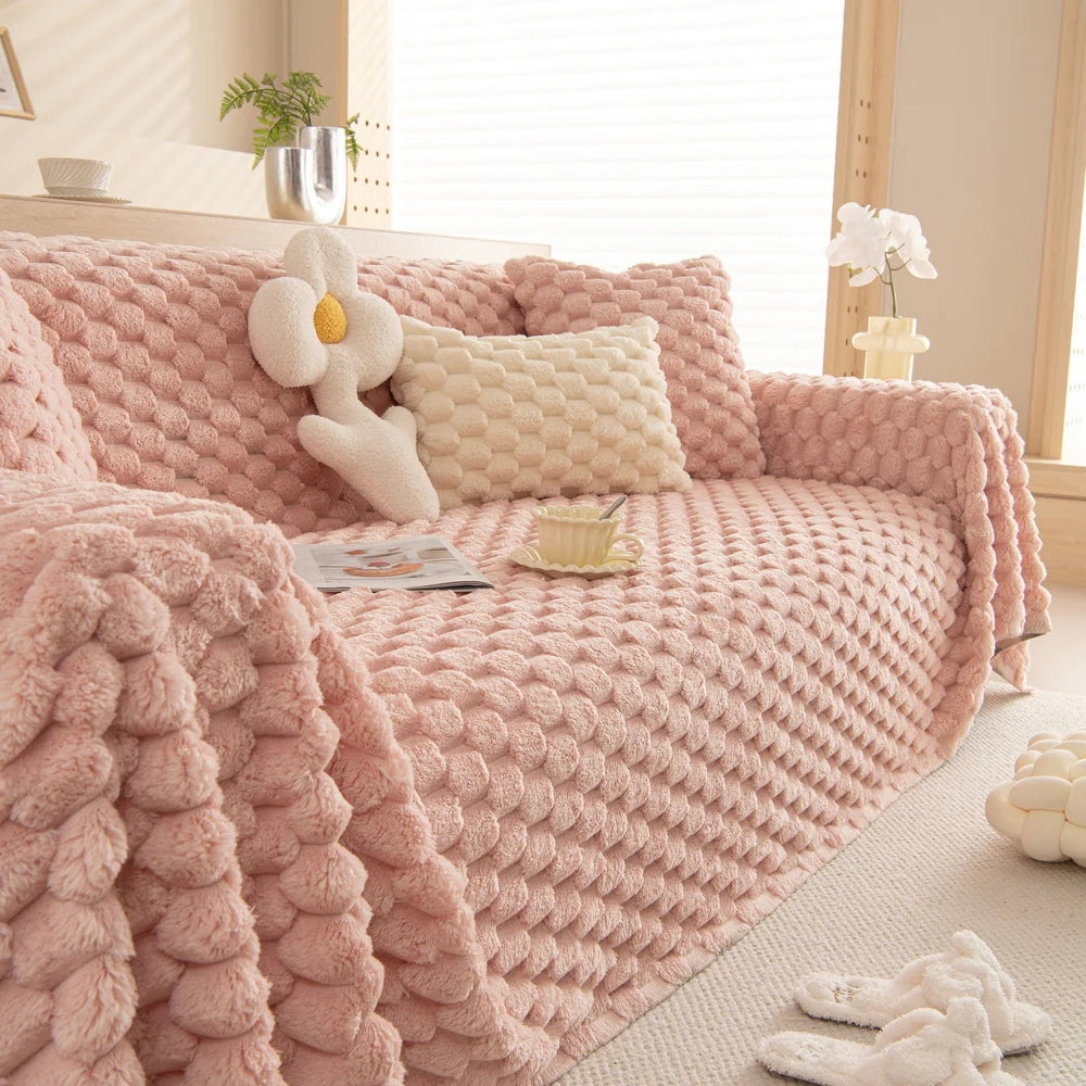 Plysset Kanin Faux Sofa Dække