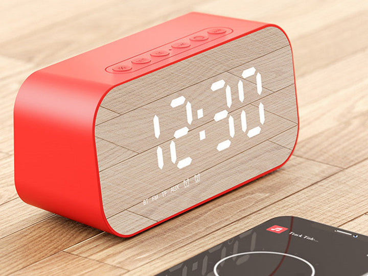 3-i-1 Trådløs Bluetooth Højttaler med Subwoofer, Alarm, Spejlur &amp; Termometer, til Hjem &amp; Kontor