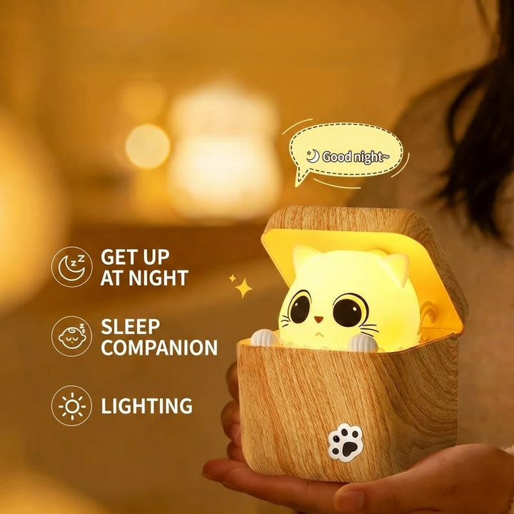 Sød Peekaboo Kat Træ Nattelys Lampe |