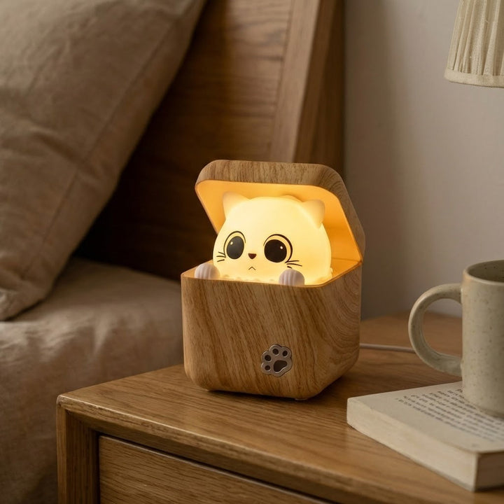 Sød Peekaboo Kat Træ Nattelys Lampe |