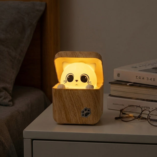 Sød Peekaboo Kat Træ Nattelys Lampe |