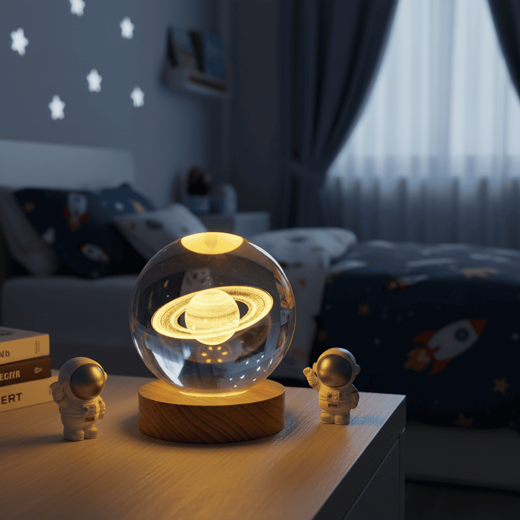 Elegant 3D LED Nattelys med Funklende Stjerneeffekt