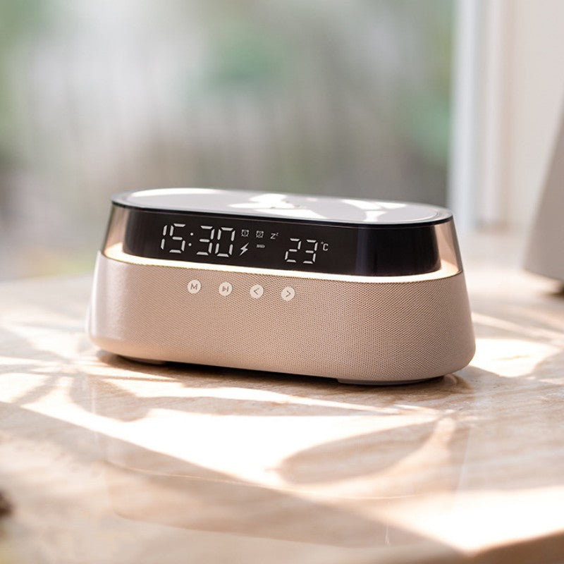 Nattelys Trådløs Opladning Vækkeur Retro Bluetooth Højttaler