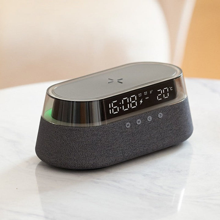 Nattelys Trådløs Opladning Vækkeur Retro Bluetooth Højttaler