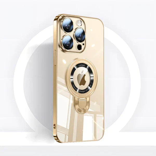 iPhone MagSafe Serie | Transparent elektroplateret roterende stand telefoncover