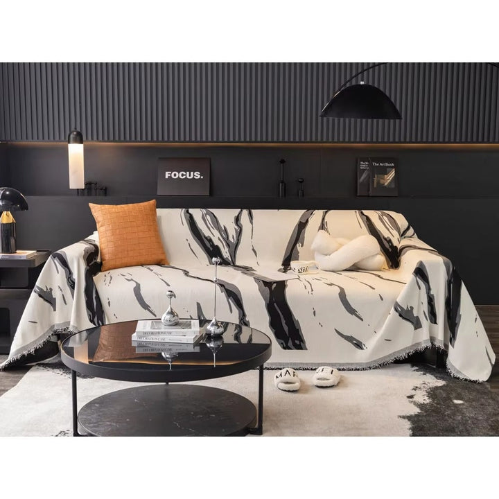 Abstrakt Penselstræk Chenille Sofaovertræk