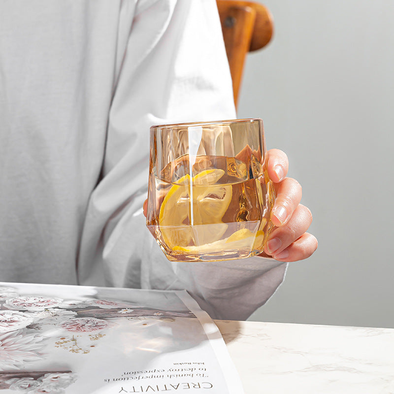 Amber hexagonale glas kopper
