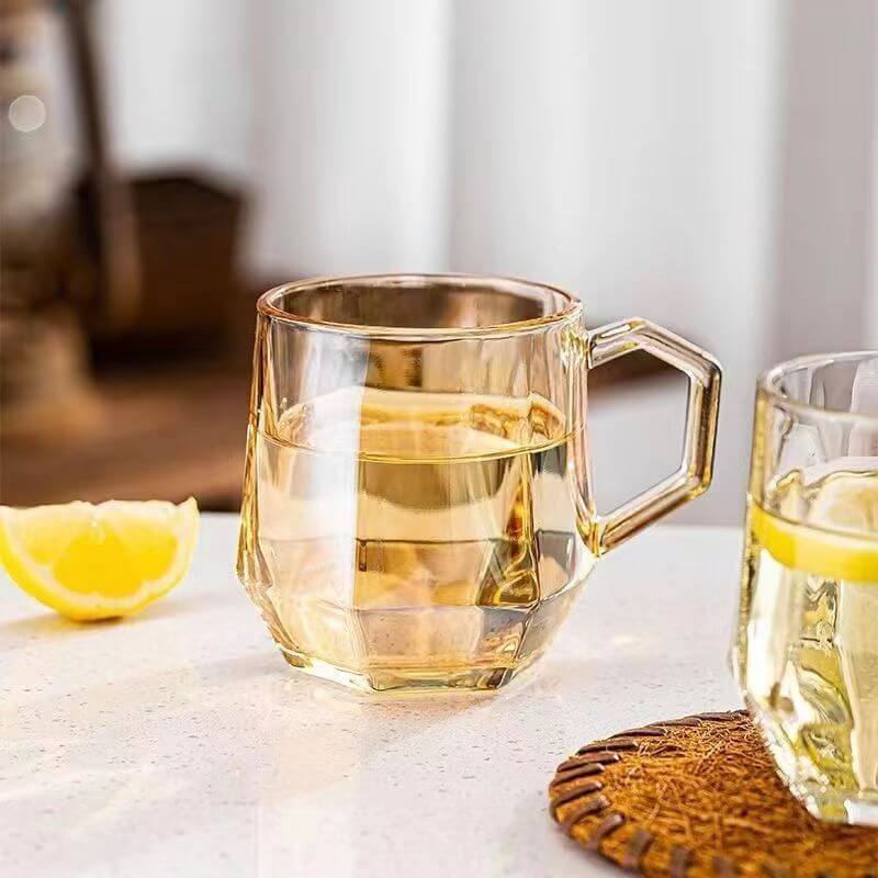 Amber hexagonale glas kopper