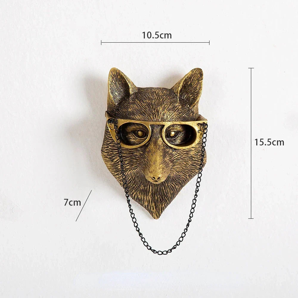 Antik Bronze Harpiks Dyr Pendant Gylden Hjortehoved Væg Opbevaringskrog Baggrundsvæg Tilbehør Dekorative Figurer