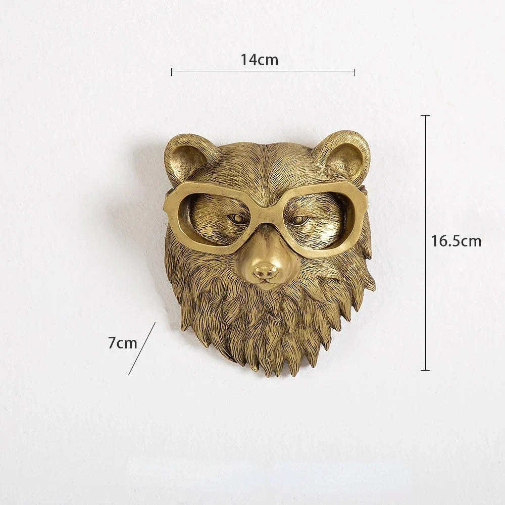 Antik Bronze Harpiks Dyr Pendant Gylden Hjortehoved Væg Opbevaringskrog Baggrundsvæg Tilbehør Dekorative Figurer