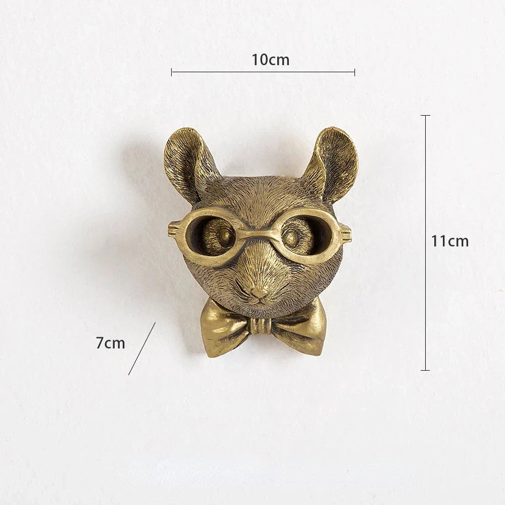 Antik Bronze Harpiks Dyr Pendant Gylden Hjortehoved Væg Opbevaringskrog Baggrundsvæg Tilbehør Dekorative Figurer