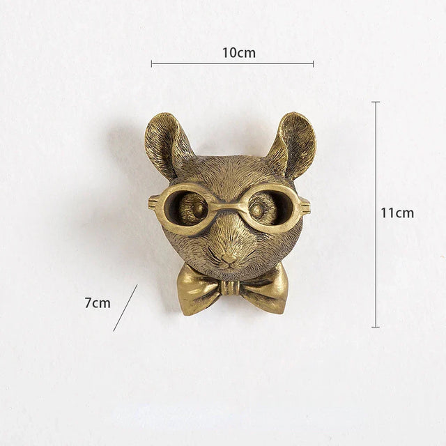 Antik Bronze Harpiks Dyr Pendant Gylden Hjortehoved Væg Opbevaringskrog Baggrundsvæg Tilbehør Dekorative Figurer