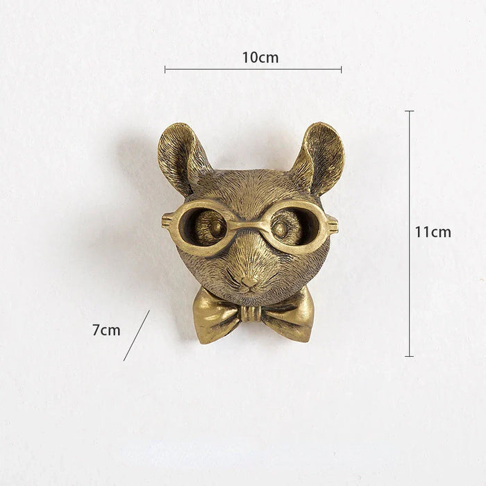 Antik Bronze Harpiks Dyr Pendant Gylden Hjortehoved Væg Opbevaringskrog Baggrundsvæg Tilbehør Dekorative Figurer