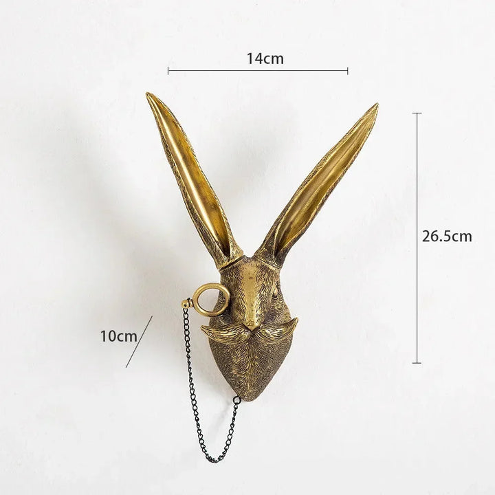 Antik Bronze Harpiks Dyr Pendant Gylden Hjortehoved Væg Opbevaringskrog Baggrundsvæg Tilbehør Dekorative Figurer