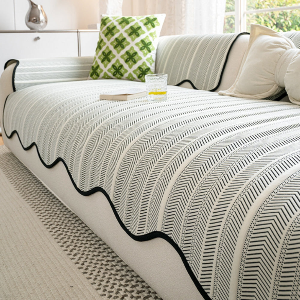 Aurivelle Herringbone Sofa Betræk med Scalloped Kant