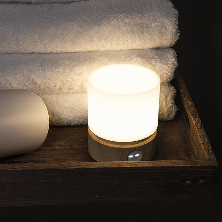 Moderne nordisk timer genopladelig ABS HIPS silikone cylinder LED bordlampe natlys til natbord