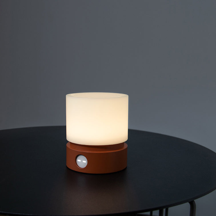 Moderne nordisk timer genopladelig ABS HIPS silikone cylinder LED bordlampe natlys til natbord