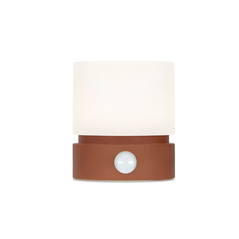 Moderne nordisk timer genopladelig ABS HIPS silikone cylinder LED bordlampe natlys til natbord
