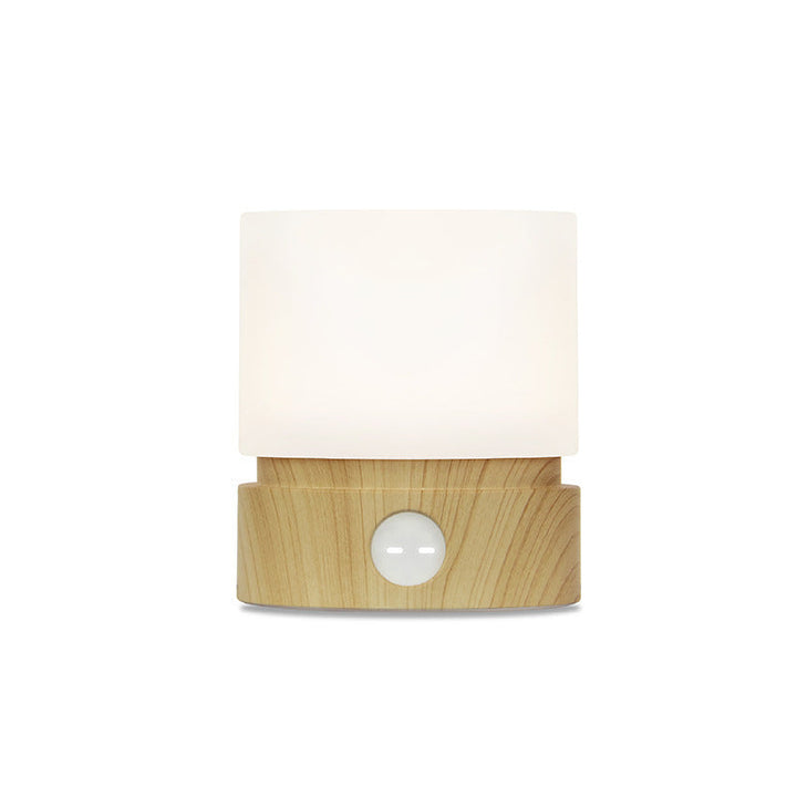 Moderne nordisk timer genopladelig ABS HIPS silikone cylinder LED bordlampe natlys til natbord