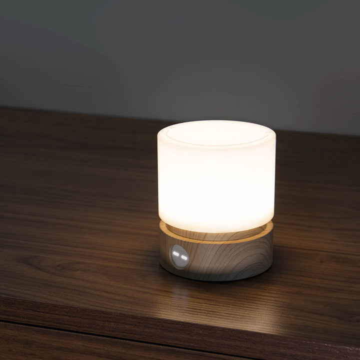 Moderne nordisk timer genopladelig ABS HIPS silikone cylinder LED bordlampe natlys til natbord
