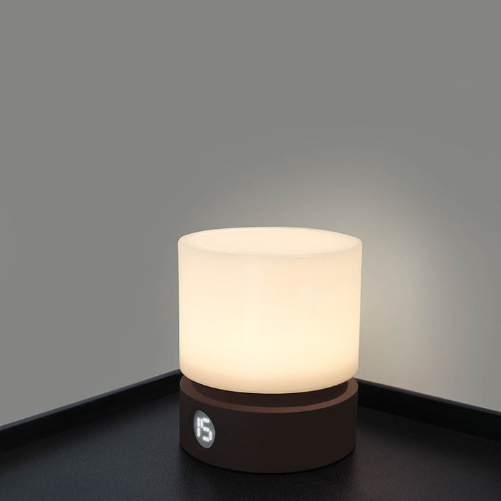 Moderne nordisk timer genopladelig ABS HIPS silikone cylinder LED bordlampe natlys til natbord