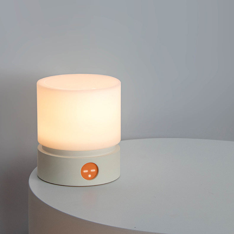 Moderne nordisk timer genopladelig ABS HIPS silikone cylinder LED bordlampe natlys til natbord