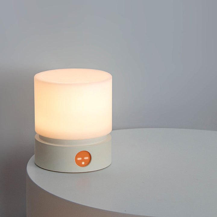 Moderne nordisk timer genopladelig ABS HIPS silikone cylinder LED bordlampe natlys til natbord
