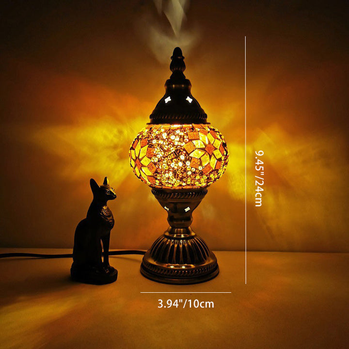 Traditionel Tiffany Oval Glas Jern 1-Lampe Bordlampe til Stuen