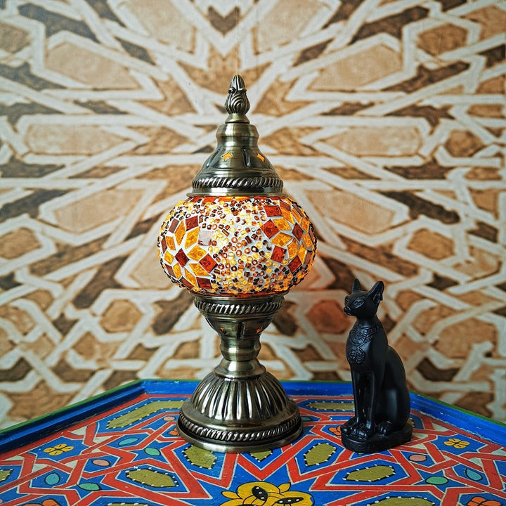 Traditionel Tiffany Oval Glas Jern 1-Lampe Bordlampe til Stuen