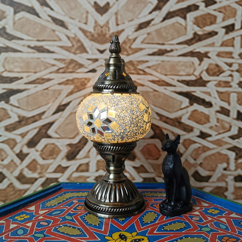 Traditionel Tiffany Oval Glas Jern 1-Lampe Bordlampe til Stuen