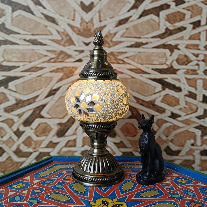 Traditionel Tiffany Oval Glas Jern 1-Lampe Bordlampe til Stuen