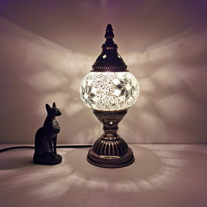 Traditionel Tiffany Oval Glas Jern 1-Lampe Bordlampe til Stuen