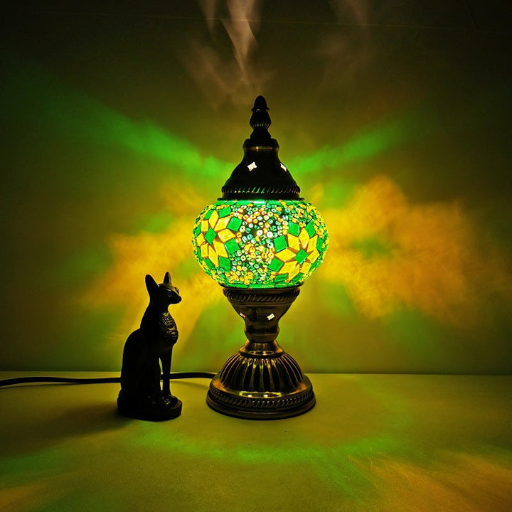 Traditionel Tiffany Oval Glas Jern 1-Lampe Bordlampe til Stuen