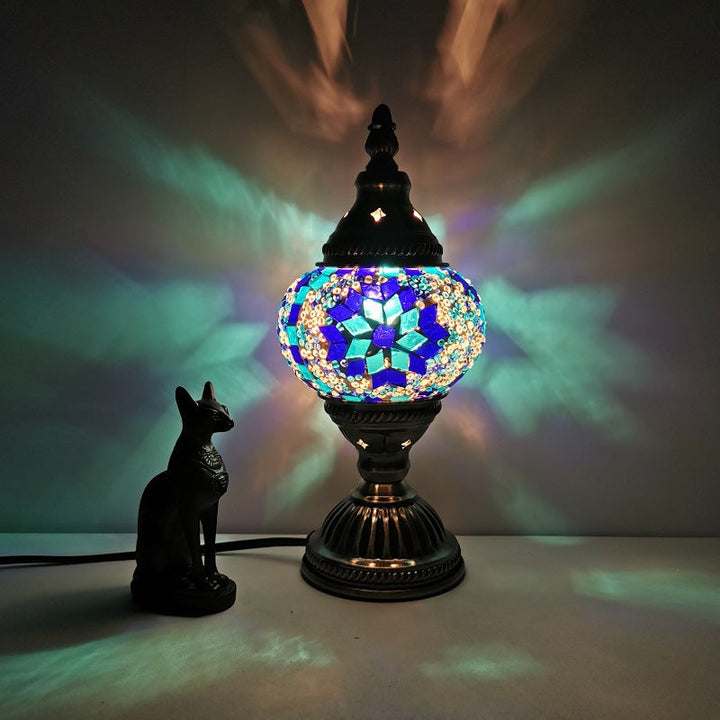 Traditionel Tiffany Oval Glas Jern 1-Lampe Bordlampe til Stuen