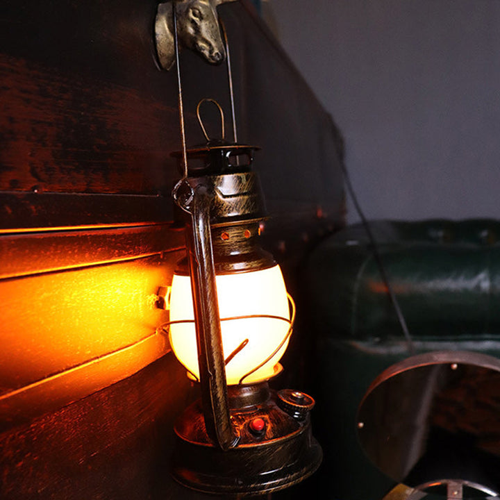 Traditionel Vintage Rund Hestelampe Jern Akryl LED Bordlampe til Stuen
