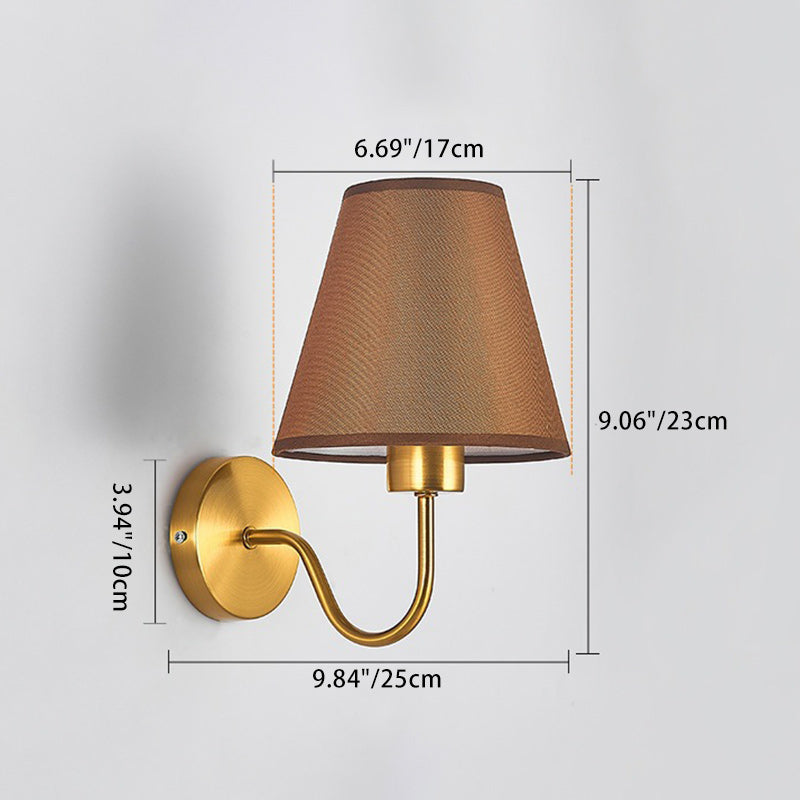 Moderne Nordisk Rund Bøjet Jern Stof Skærm 1-Lampe Væglampe til Stue