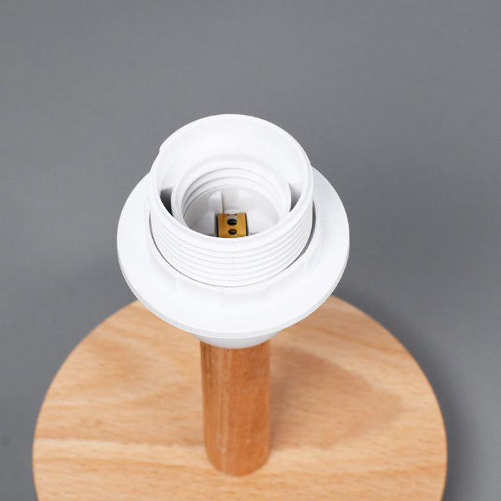 Traditionel Japansk Cylinder Træ Stof 1-Lampe Bordlampe til Stuen