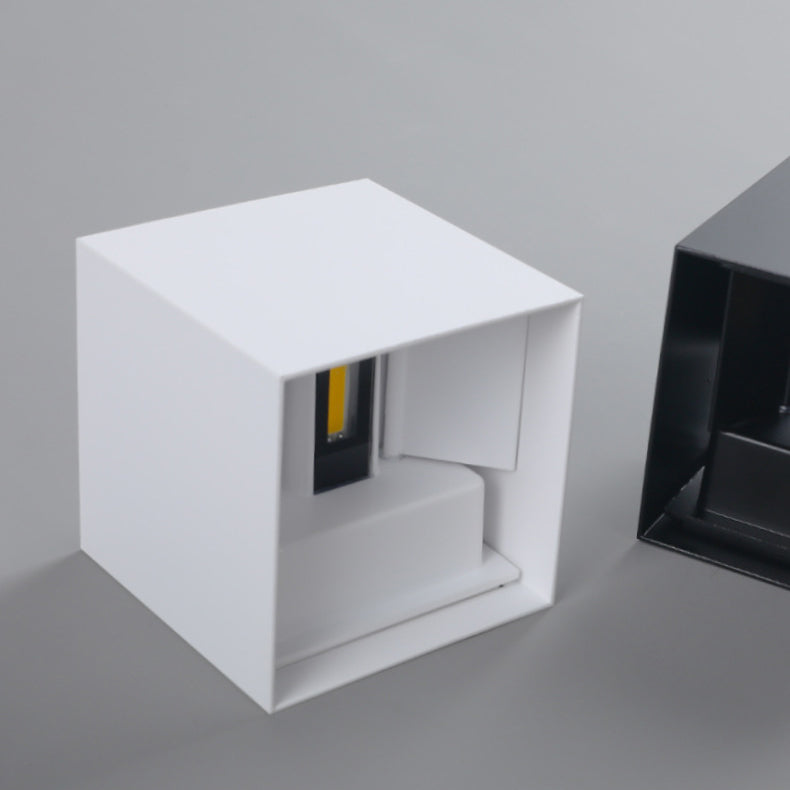 Moderne Minimalistisk Vandtæt Cube Op Ned Aluminium Glas Induktions LED Væglampe Til Soveværelse