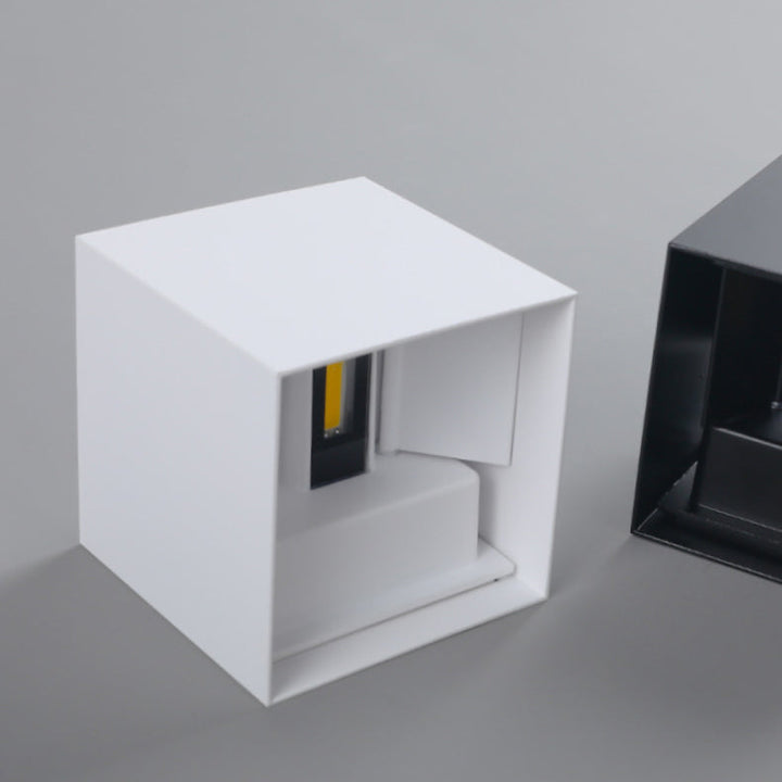 Moderne Minimalistisk Vandtæt Cube Op Ned Aluminium Glas Induktions LED Væglampe Til Soveværelse