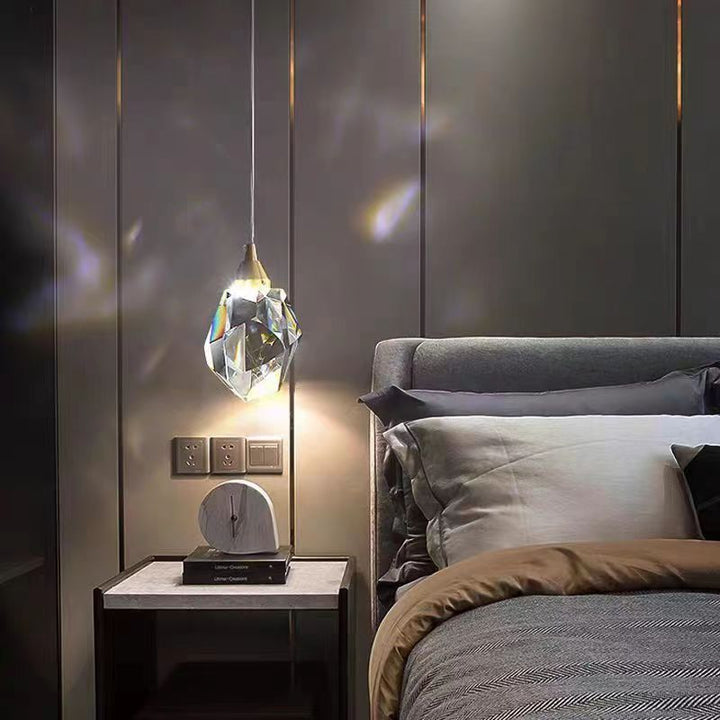 Luksus Diamant Terning Krystal Jern LED Pendel Lys Til Soveværelse