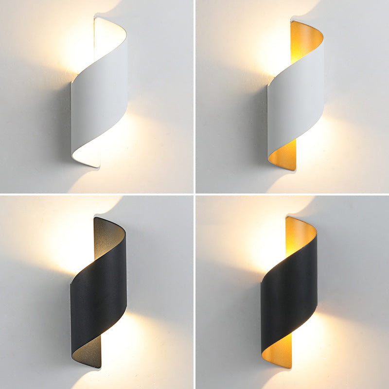 Moderne Minimalistisk Vandtæt Spiral Aluminium Akryl LED Væglampe til Soveværelse