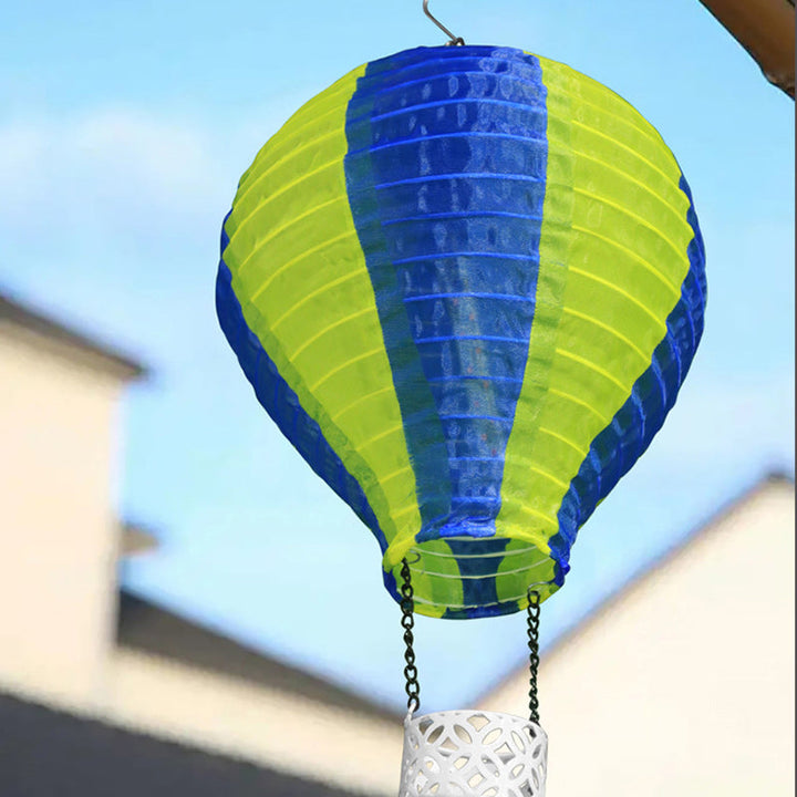 Moderne Kreativ Solvarm Luftballon Stof Skærm LED Udendørs Pendel Lys til Terrasse Udenfor